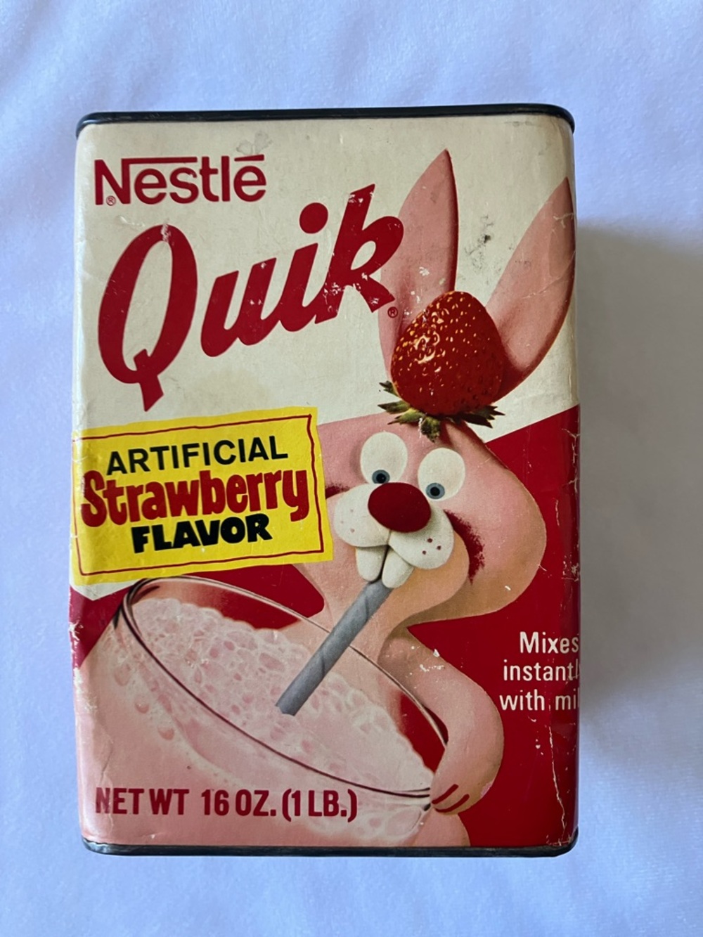 Vintage 1970's Nestle Strawberry Quik Tin Container